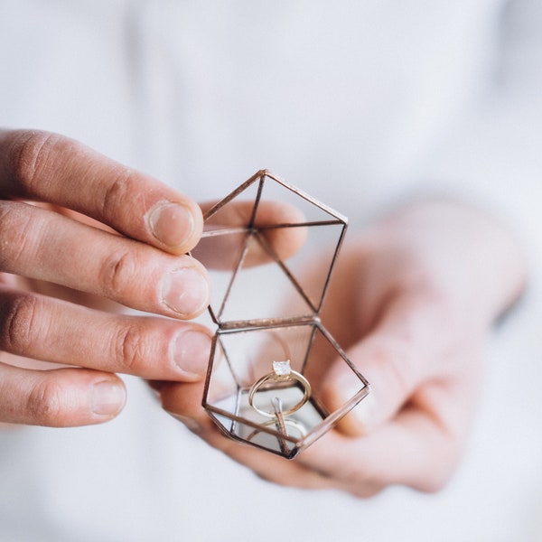 Mini Glass Ring Box: Copper, Silver, Black - Personalized Proposal