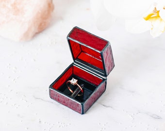 Box for engagement ceremony Red ring box Red proposal ring holder Box for engagement ring Glass ring dish Red box for proposal ring Leosklo