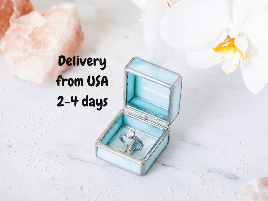 Proposal Ring Box in Lightblue Color Engagement Ring Holder Sky Blue