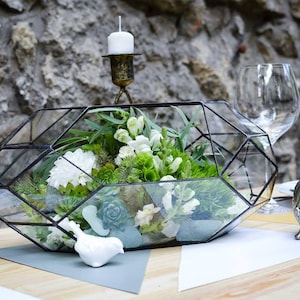 Glass Terrarium Large Rocket Wedding box Stained glass Orchid terrarium Glass decoration Indoor gardening Geometric terrarium image 2