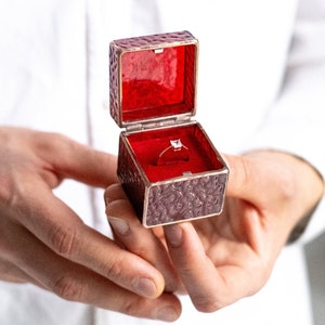 Elite red ring box Unique glass box for engagement ring Elite proposal ring box Chic casket for gold ring Red engagement ring box Leosklo