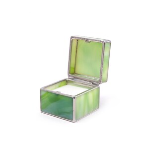 Green glass wedding ring box for two or three rings Wedding ring bearer box Glass engagement ring box for special engagement Leosklo image 5