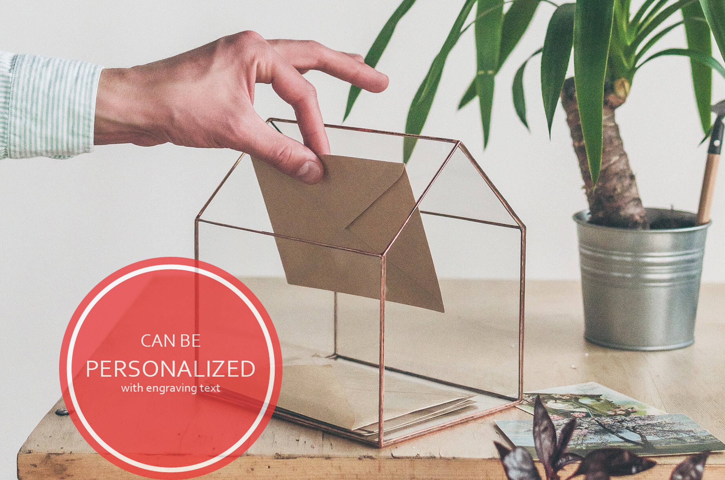 Wedding Card Holder Personalized Wedding Box For Cards Glass Geometric box for wedding cards Personalized Scandinavian home decor Leosklo