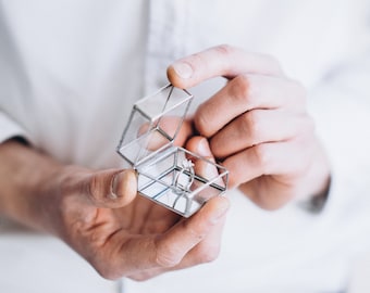 Elegant ring box Glass ring holder Proposal glass box Square proposal mini ring box Exqlusiv engagement box Pocket proposal ring box Leosklo