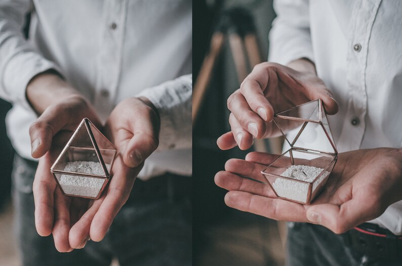 Wedding Ring Box Pyramid Glass Wedding Box Geometric Jewelry Etsy