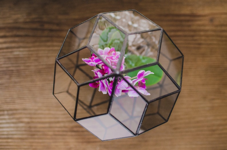 Glass Terrarium Large Rocket Wedding box Stained glass Orchid terrarium Glass decoration Indoor gardening Geometric terrarium image 7