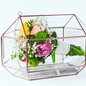 Caixa de buquê de casamento suporte de cartão geométrico caixa de casamento decoração de casamento planejador de casamento hochzeit buquê de casamento presente da dama de honra dourado leosklo