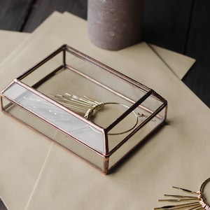 Jewellery box Glass jewellery storage Mother's day gift for her Ring dish Gift for her Wedding box Cigarette case Glass box for jewellery image 1