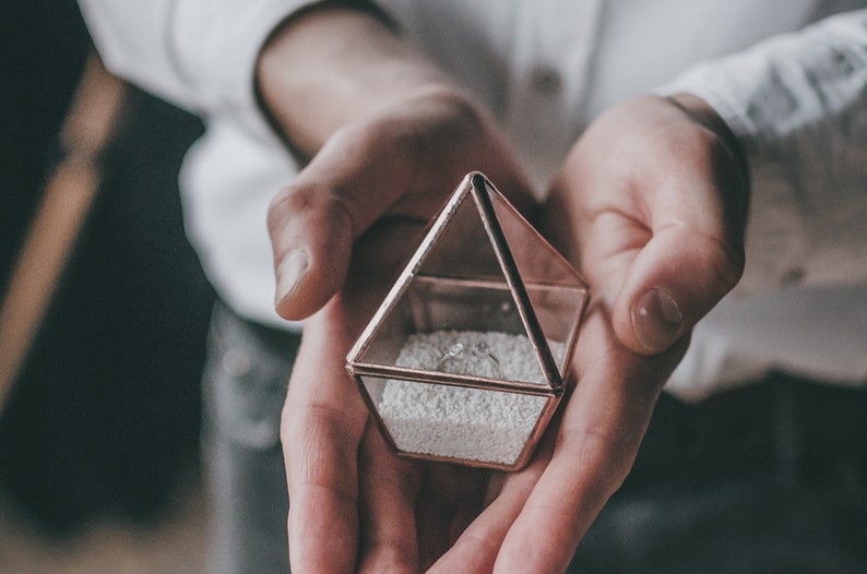 Wedding Ring Box Pyramid Glass wedding box Geometric Jewelry Etsy