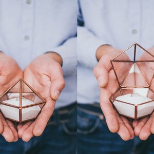 Glass Wedding Ring box Custom wedding ring box Wedding ring holder copper ring box silver or black jewelery dish geometric ring box Leosklo image 2