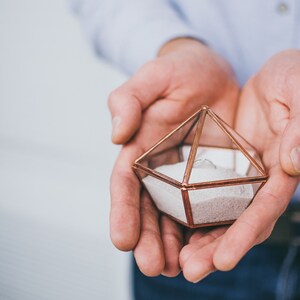 Glass Wedding Ring box Custom wedding ring box Wedding ring holder copper ring box silver or black jewelery dish geometric ring box Leosklo image 3