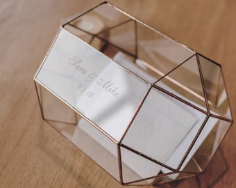 Personalized Wedding Card holder Glass Wedding box Boho wedding card box Wedding cards holder Copper card holder made in Leosklo