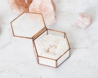 Personalised geometric wedding ring box Glass box for rings wedding ring holder hexagonal ring box wedding ring dish hexagonal box leosklo