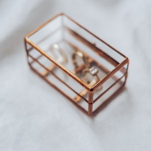 Ring box for three rings Wedding ring box for 3 rings Glass ring box for engagement and wedding rings Glass holder for three rings box image 3