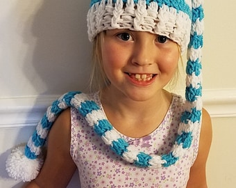 Crochet stocking cap with long tail pattern