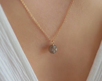 Round Labradorite Necklace, Gold-Filled or Sterling Silver · Gift for Her · Moonlight Collection