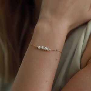 淡水ケシパールブレスレット、ゴールドフィルドまたはスターリングシルバー · 彼女へのギフト · Riviera Collection