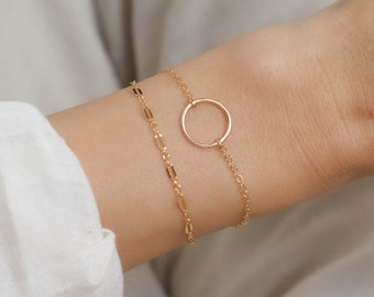 Delicate Chain Bracelet, 14k Gold Filled and Sterling Silver · Dainty Thin Bracelet · Gift for Her