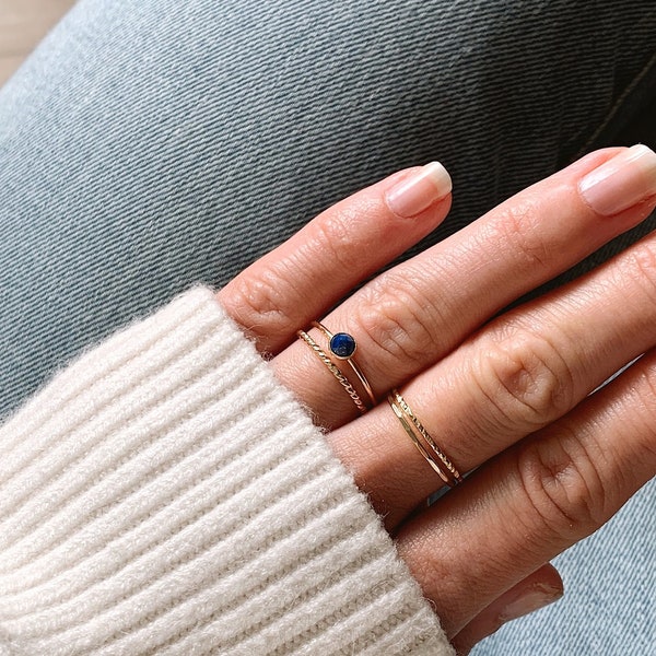 Bague lapis lazuli, gold-filled et argent sterling · Bague de fiançailles