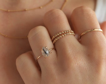 Bague quartz rutilé, gold-filled ou argent sterling · Cadeau pour elle