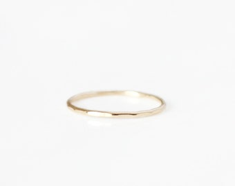 Hammered Ring, 14k Gold Filled and Sterling Silver · Tiny Stacking Ring · Gift for Her