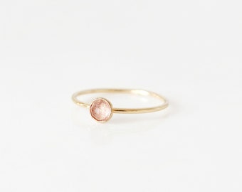 Bague quartz fraise, gold-filled et argent sterling · Bague de fiançailles