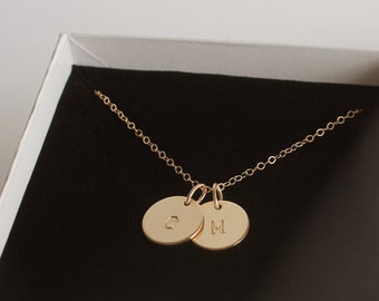 Custom Multiple Disk Initial Necklace, 14k Gold Filled or Sterling Silver · Personalized Initial Necklace · Mothers Necklace