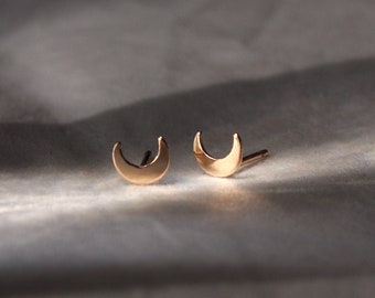 Moon Earrings, 14K Gold Filled and Sterling Silver · Dainty Minimalist Earrings · Gift for her