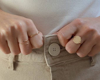 Hammered Disk Ring, 14k Gold Filled or Sterling Silver