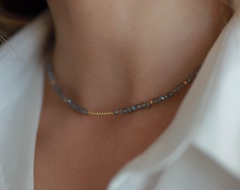 Labradorite pearl choker, gold-filled · Gift for her · Moonlight collection