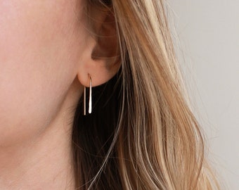 U Earrings 14k Gold Filled and Sterling Silver · Small Arc, U Geometric Earrings · Gift for Her