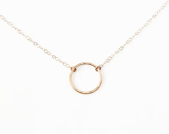 Dainty Circle Necklace, 14k Gold Filled Silver · Minimalist Necklace · Woman Gift