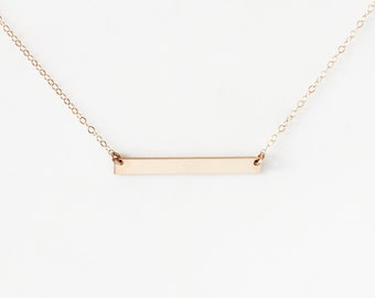 Dainty Horizontal Bar Necklace, 14k Gold Filled or Sterling Silver · Minimalist Necklace