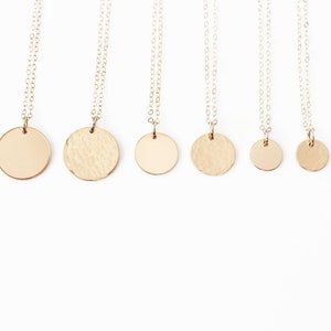 Smooth Hammered Disk Necklace, 14k Gold Filled or Sterling Silver · Dainty Delicate Necklace · Gift for Her