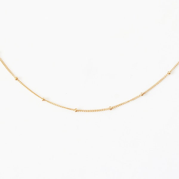 Collier choker chaîne à billes, gold-filled ou argent sterling · Chaîne satellite · Cadeau pour elle