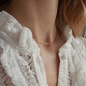 Rechteckige Kette Choker Halskette, Gold filled oder Sterling Silber · Alltagskette · Geschenk für Sie