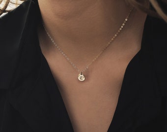 Disc Personalized Necklace, 14k Gold Filled or Sterling Silver · Custom Initial Necklace · Gift for Mothers