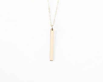 Vertical Bar Necklace, 14k Gold Filled and Sterling Silver · Dainty Necklace · Gift for Her