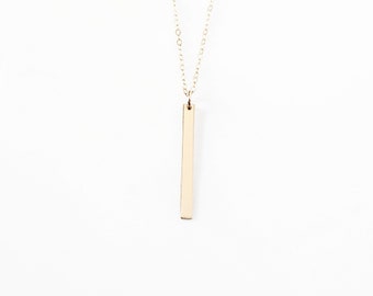 Collier barre verticale, gold-filled et argent sterling · Collier fin et délicat · Cadeau pour elle