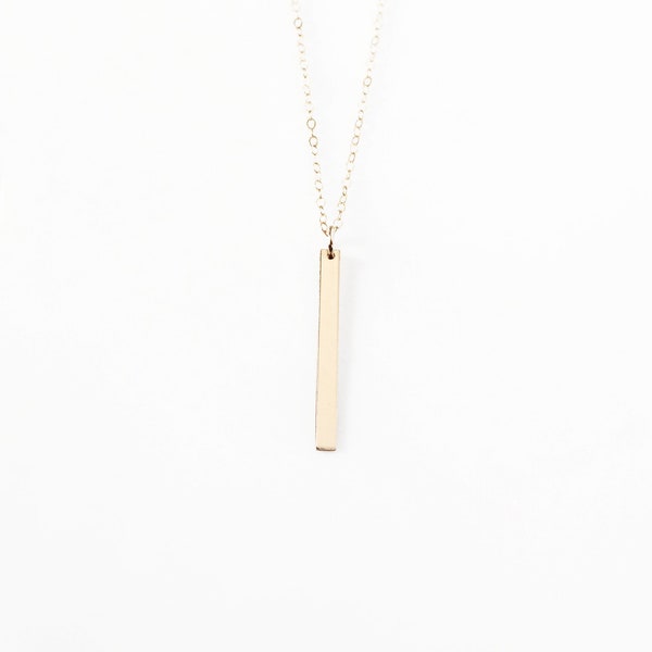 Collier barre verticale, gold-filled et argent sterling · Collier fin et délicat · Cadeau pour elle