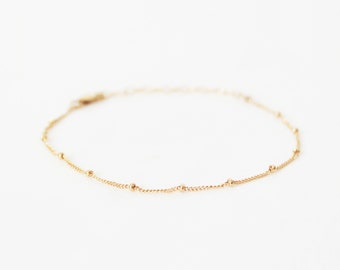 Bracelet chaîne à billes, gold-filled et argent sterling · Bracelet fin et délicat · Cadeau pour elle
