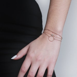 Bracelet Tiny Strass, 14k Gold Filled and Sterling Silver Dainty and Minimalist Bracelet Gift for Her 画像 3