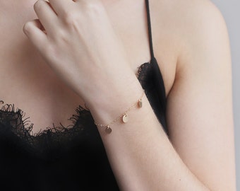 Mini Discs Bracelet, 14k Gold Filled and Sterling Silver · Delicate Thin Bracelet · Gift for Her