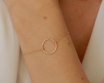 Dainty Circle Bracelet, 14k Gold Filled and Sterling Silver · Thin and Minimalist Bracelet · Gift for Her