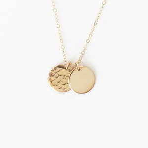 Discs Necklace, Smooth and Hammered, 14k Gold Filled and Sterling Silver Everyday Necklace image 4