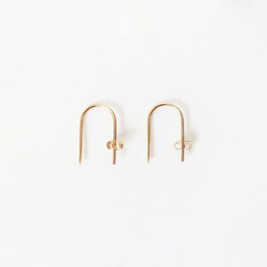 U Earrings 14k Gold Filled and Sterling Silver Small Arc, U Geometric Earrings Gift for Her image 2