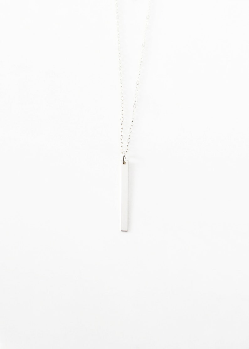 Vertical Bar Necklace 14k Gold Filled and Sterling Silver Etsy