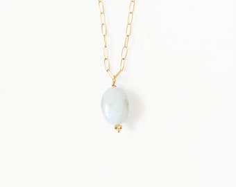 Aquamarine pebble necklace, gold-filled · Blue stone necklace · Monoë collection