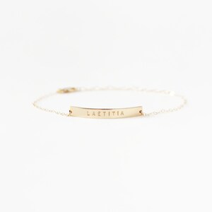 Personalized Bar Bracelet, 14k Gold Filled or Sterling Silver Names, Dates, Initials Custom Gift image 2