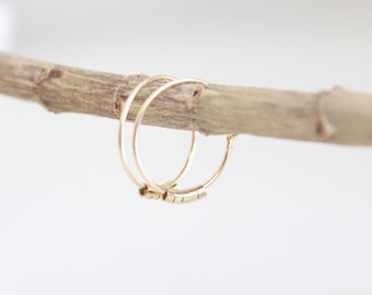 Hoops Earrings, 14k Gold Filled and Sterling Silver · Dainty minimalist loops · Gift for her